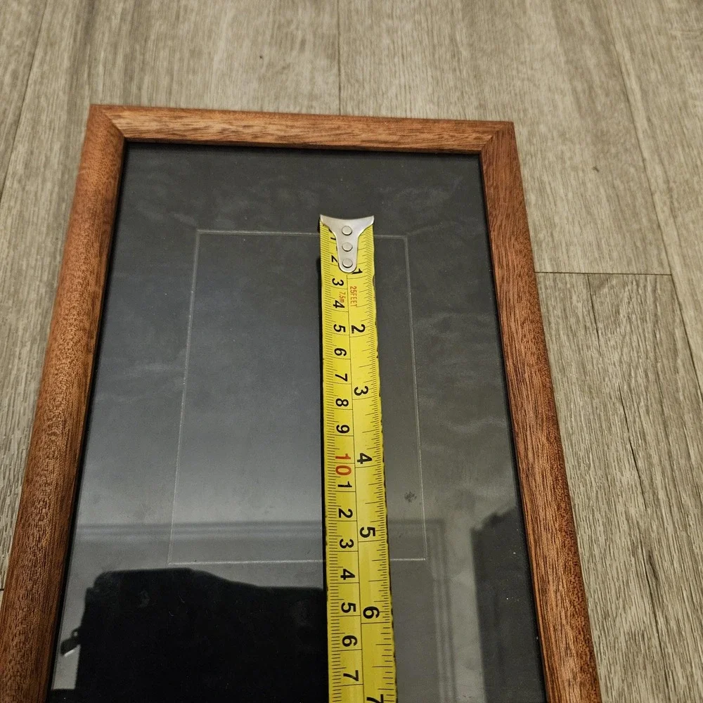 Vintage wooden picture frame with glass insert and felt black backing‎